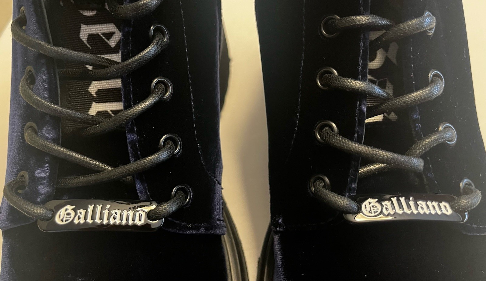 John Galliano Blue Velvet Combat Boots NIB $650 Size 42 US 9