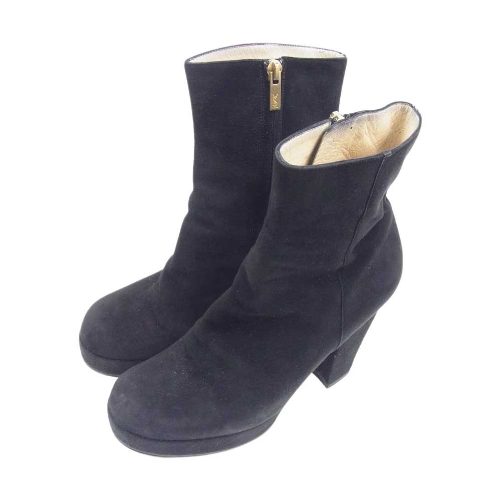 Saint Laurent Short Boots Shoes EU 37 US 7 Suede Black Authentic thumbnail 15