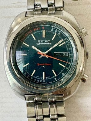 SEIKO Watch 5 SPORTS Speed Timer Pulsometer Chronograph Black Dial Automatik