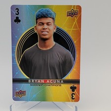 2022 UPPER DECK GOODWIN CHAMPIONS PLAYING CARDS 3-CLUBS BRYAN ACUNA