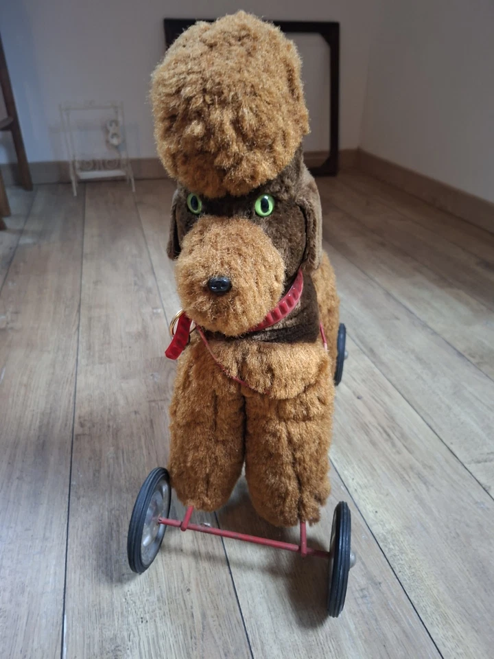 Ancien Jouet :caniche A Roulettes Rempli De Paille Bel État - Photo 4/4