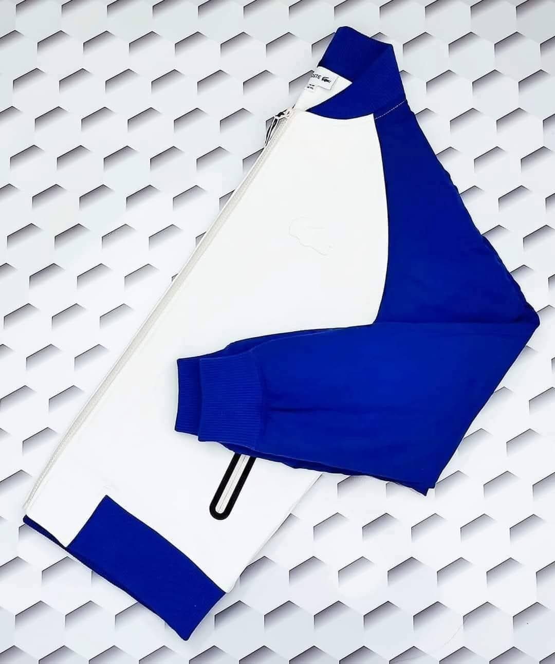 Lacoste Varsity Bomber Jacket Wool Soft Shell White & Blue BNWT XL RRP €225 image 7