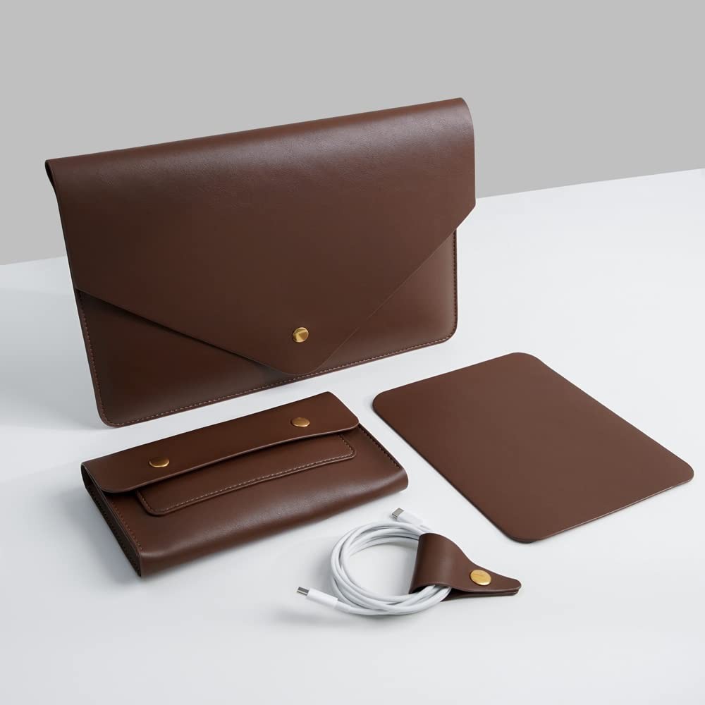 "Benfan 13\" Leather Laptop Sleeve Case Compatible For Macbook Air M2,13 Macboo..."