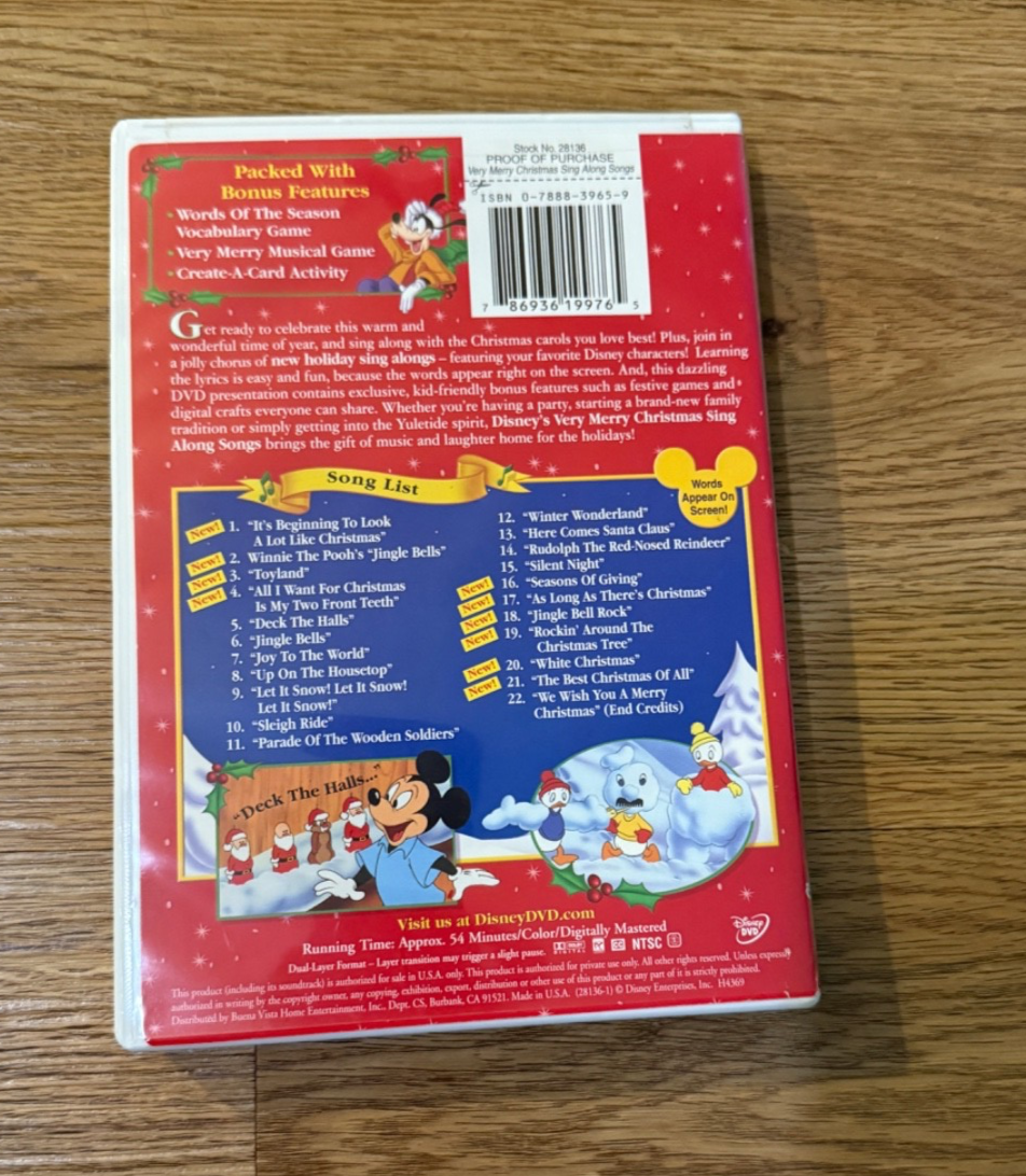 Disney's Sing Along Songs: Very Merry Christmas (DVD, 2002) for