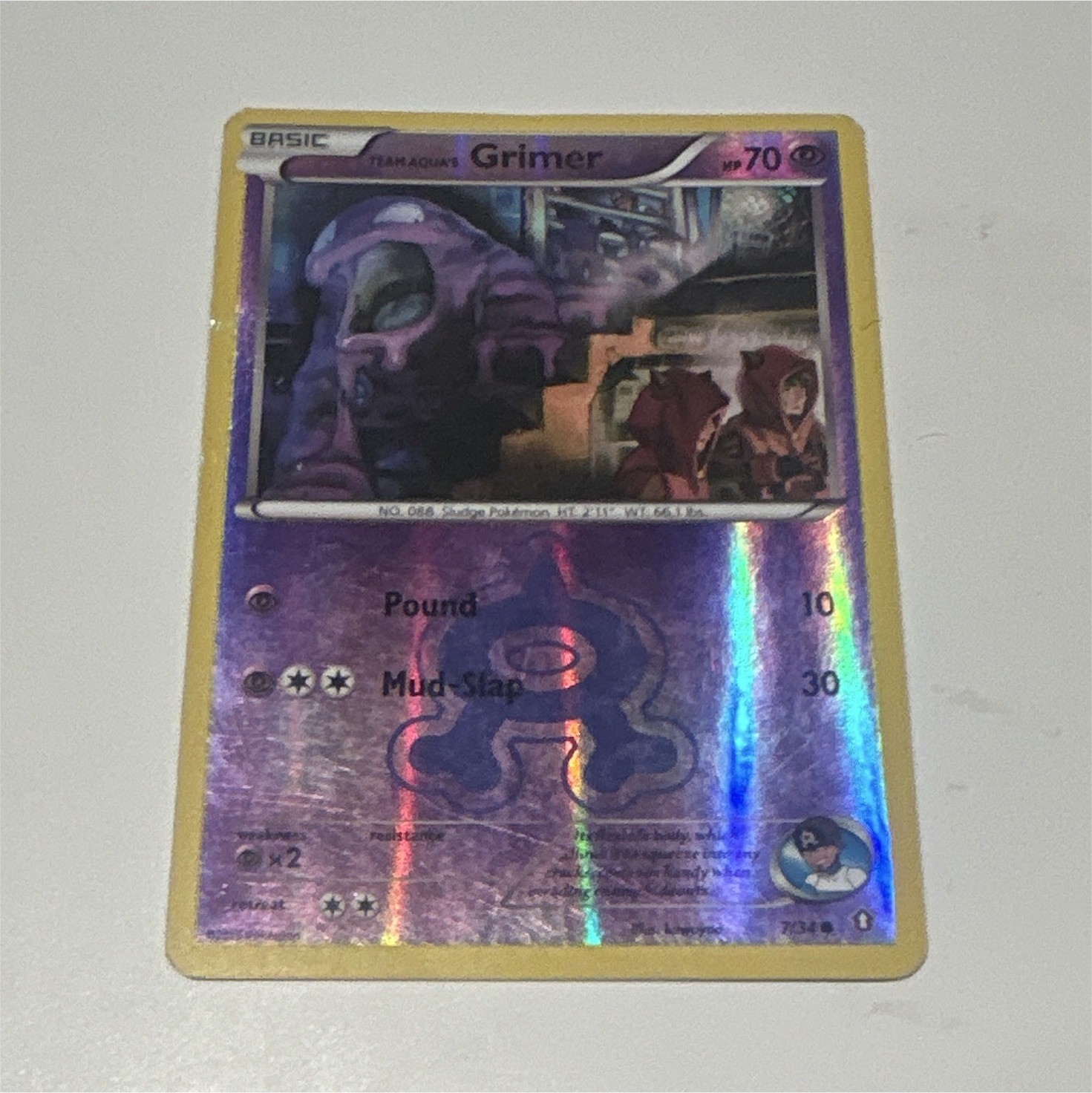 Pokémon TCG Double Crisis Team Aqua's Grimer 7/34 Reverse Holo ENG 70HP
