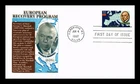 DR JIM STAMPS US COVER MARSHALL PLAN 50TH ANNIVERSARY FDC PANDA THERMOGRAPHED
