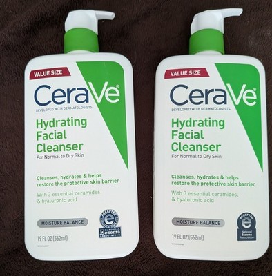 CeraVe Hydrating Facial Cleanser Normal-Dry Fragrance Free 19oz 2pk
