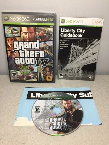 Grand Theft Auto IV (Xbox 360, 2008) CIB W/ Map & Manual