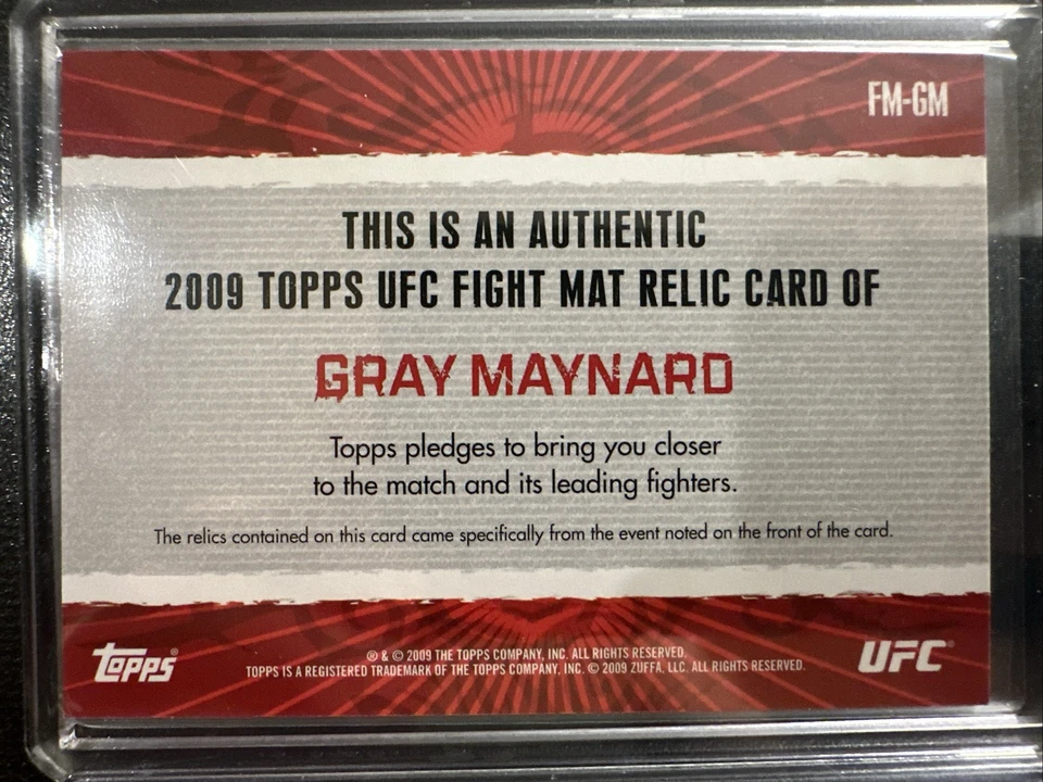 2009 Topps UFC - Gray Maynard Authentic Fight Mat Relic #FM-GM (MEM, RC) - Image 2 of 2