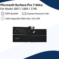 Akku FüR Microsoft Surface Pro 7 ( 1866 ) Replacement 5940Mah G3HTA061H 100%