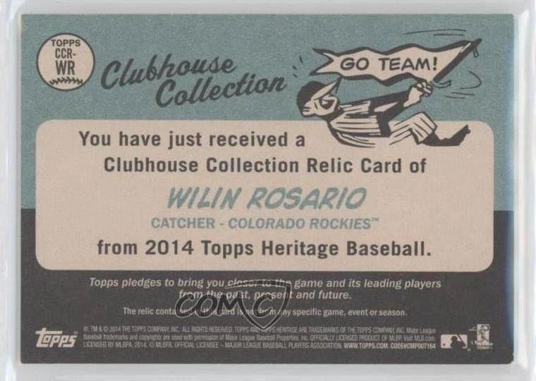 2014 Topps Heritage Clubhouse Collection Relics Wilin Rosario #CCR-WR - Image 2 of 2