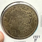 1921-S  $1 Morgan Silver Dollar 90% Silver XF details beautiful tone whole coin