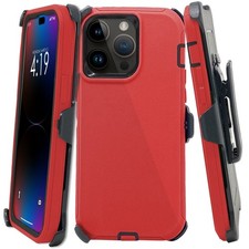 For iPhone 14 /Plus/Pro/Pro Max/ Defender Case w/ Belt Clip Fits Otterbox Red