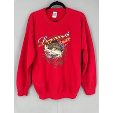 90s Vintage Sweatshirt Men Large Red Fish Beer Boundary Waters Brewery Minnesota