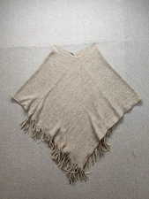 Steve Madden Women Scarf One Size Beige Triangular Shawl Poncho Fringe Casual