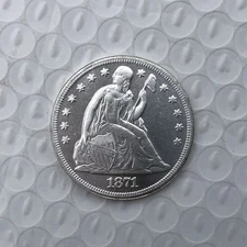 Complete and rare 1871 CC Seated Liberty Silver One dol--As shown in the figure