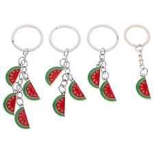 4Pcs Durable Zinc Alloy Watermelon Keychains Summer Fruit Bag Charm Red