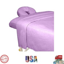 Durable Lavender Flannel Cotton 3-Piece Massage Table Sheet Set for Therapists