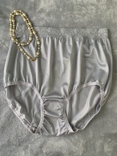 Vtg Shiny Sz 9 Hanes 1990s All Nylon Hi Cut Lace Top Panties Semi Sheer NOS