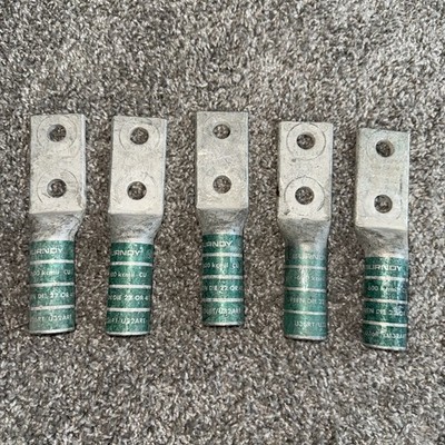   (5)  lot BURNDY YA362N 2-Hole Lug Compression 600 kcmil 1-3/4''-1/2  hole 
