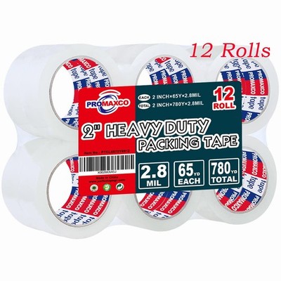 Heavy Duty Packing Tape 12 Rolls, Clear, 2.8 mil, 65 Yards x 1.88 inch, Total...
