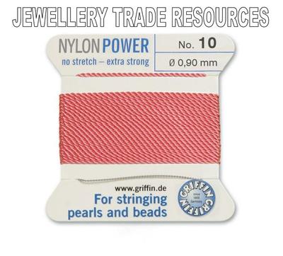 DUNKELROSA NYLON POWER SEIDIGENFADEN 0,90 mm SCHNURPERLEN & PERLEN GRIFFIN 10