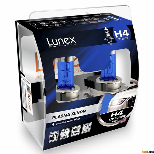 2x LUNEX H4 PLASMA XENÓN bombillas halógenas 12V 60/55W P43t 5000K estuche rígido - Imagen 1 de 2