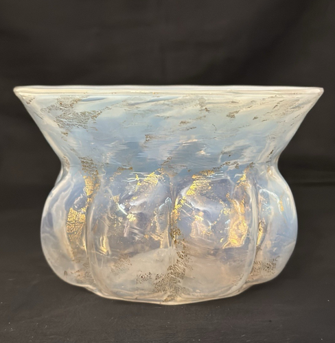 VICTORIAN OPALESCENT MELON VASE WITH GOLD - Picture 5 of 6