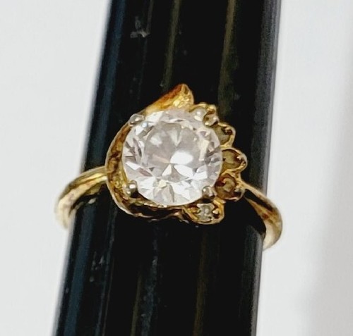 Vintage Brilliant Rhinestone Fashion Ring, Size 7.25, Solitaire r-50 - Picture 4 of 7