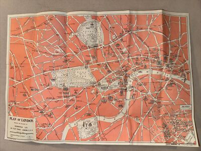 Vintage Pink Visitor s Guide Map London Transport 1968 14x9.5 
