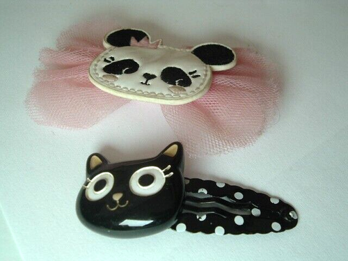 Hello Kitty and Panda Bear Little Girl Hair Clips - Picture 2 of 3