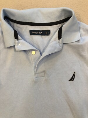 Nautica Knit Polo Shirt Men's Large Baby Blue Knit Casual | eBay