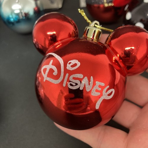 Primark Disney Christmas Baubles x8 Mickey Ears Glittery Festive Decorations - Picture 9 of 23