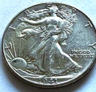 1941 P Walking Liberty Half Dollar 90% Silver  AU+/BU  Brilliant coin