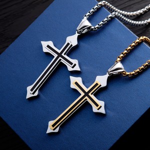 Women Mens Stainless Steel Cross Gold Silver Necklace Crucifix Square Rolo Chain