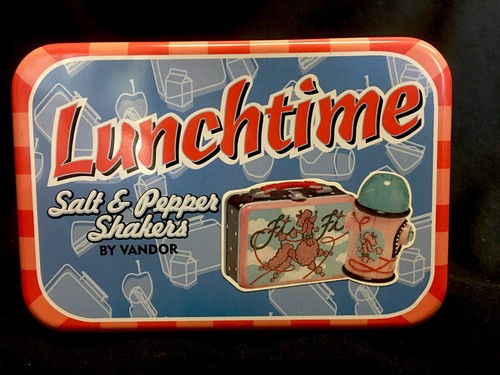 Adorable Fi Fi Poodle Lunchbox & Fire Hydrant Ceramic Salt & Pepper In Tin NEW - Picture 10 of 10