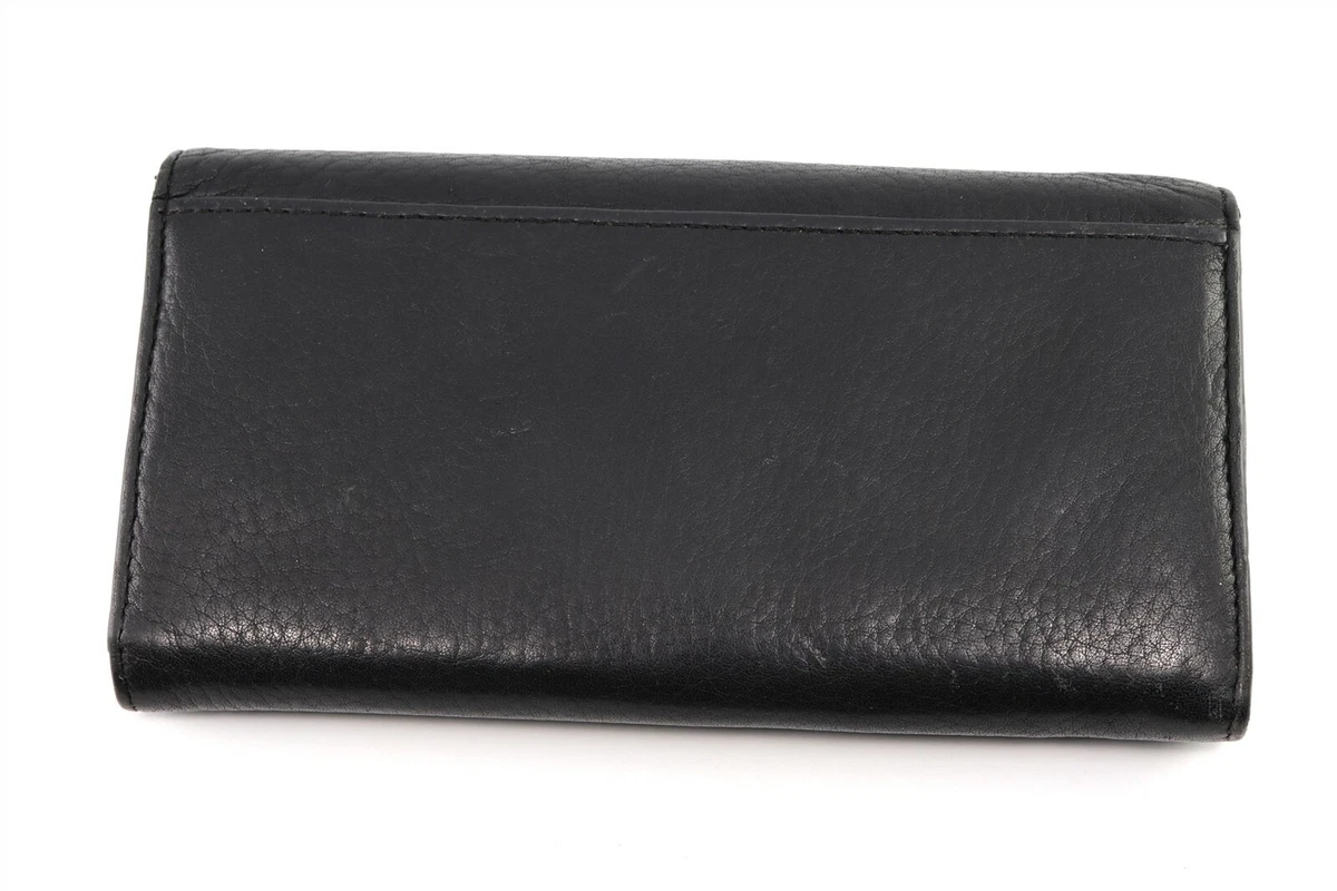 MICHAEL KORS Fulton Black Pebbled Leather Flap Continental Wallet Clutch