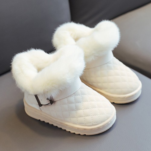 Girls Kids Boys Youth Ankle Warm Winter Fur Lined Snow Flats Boots Shoes Size US - Picture 22 of 34