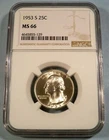 1953-S NGC MS66 WASHINGTON QUARTER 25c SILVER MS 66
