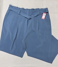 Vince Camuto Women Dress Pants 20W Pleated Belted Stretchy Blue High Rise $119