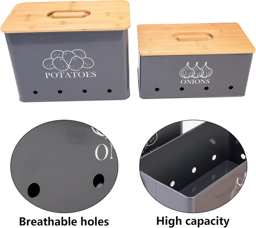 Potato Onion Kitchen Storage Canisters,Storage Bin for Kitchen 2 Pack Set,Potato - Picture 2 of 7