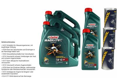 12L Motoröl Castrol Magnatec Diesel 5W-40 DPF 3x MANNOL Leak-Stop ADDITIV