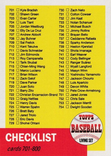 2025 Topps Living Set 799, 800, CL-08 Seaver, Glasnow &Checklist w Box Free Ship - Picture 6 of 7