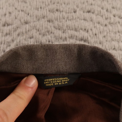 Veste vintage Hopsack S gris marron bruyère polyester blazer 1/4 doublé 38L - Photo 3/18