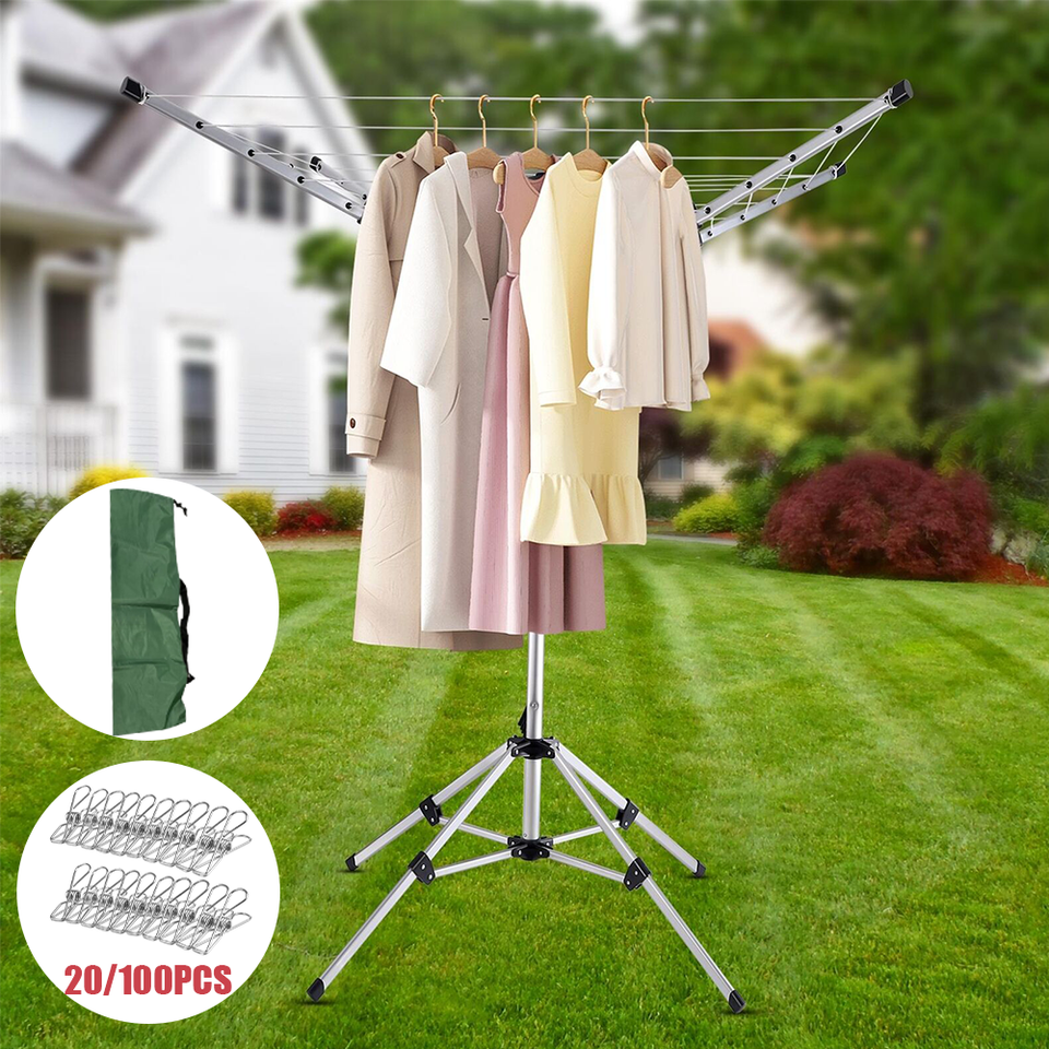 Rotary Clothes Airer Free Standing Washing Line Clothes Dryer Travel