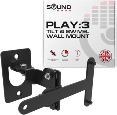 Play 3 Wall Mount Black Compatible With Sonos Play3 Adjustable Swivel & Tilt Me