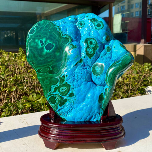 7.56LB Natural Chrysocolla/Malachite transparent cluster rough mineral sample