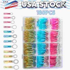 180pcs 22-10AWG Waterproof Heat Shrink Wire Connectors Crimp Ring Terminals Kit