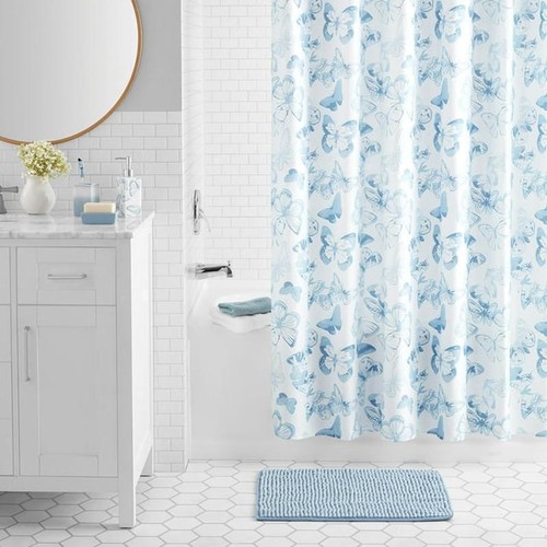 17-Piece Butterfly Bathroom Set Shower Curtain Accessories Rug Hooks Dispenser - Picture 7 of 7