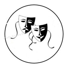 30 DRAMA THEATER MASKS ENVELOPE SEALS LABELS STICKERS PARTY FAVORS 1.5" ROUND